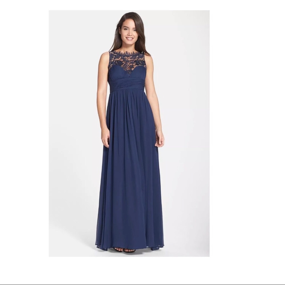 NEW Aidan Mattox Embellished Lace Chiffon Gown